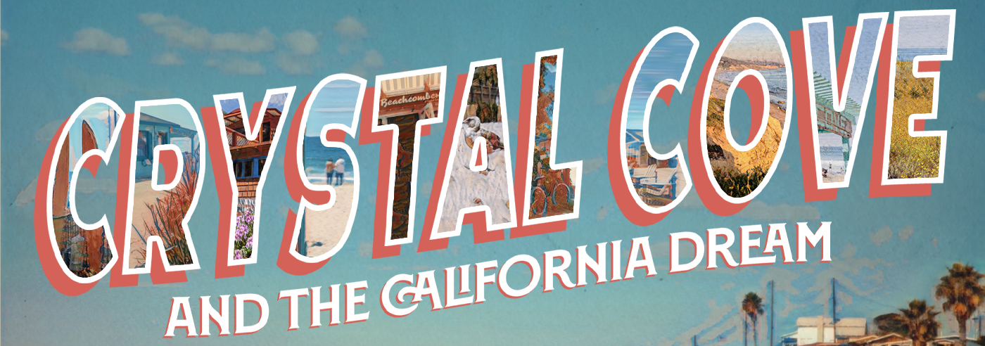 postcard style lettering of images in the letters of Crystal cove