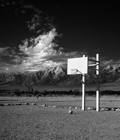 Basketball Court at the Japanese Relocation Camp in Manzanar, California.