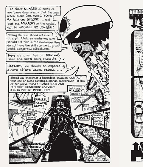 interior page of comic book on bike safety