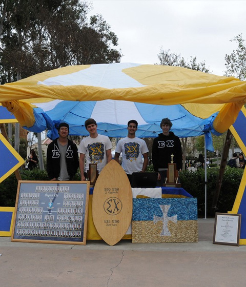 Sigma Chi fraternity members on the Ring Mall