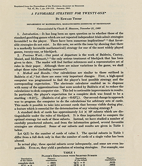 “A Favorable Strategy for Twenty-One.”