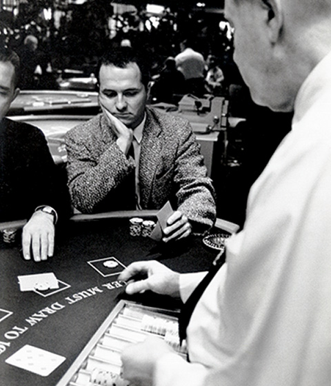 Edward O. Thorp playing blackjack at the Tropicana Hotel, November 19, 1963.