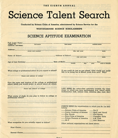 Eighth Science Talent Search.