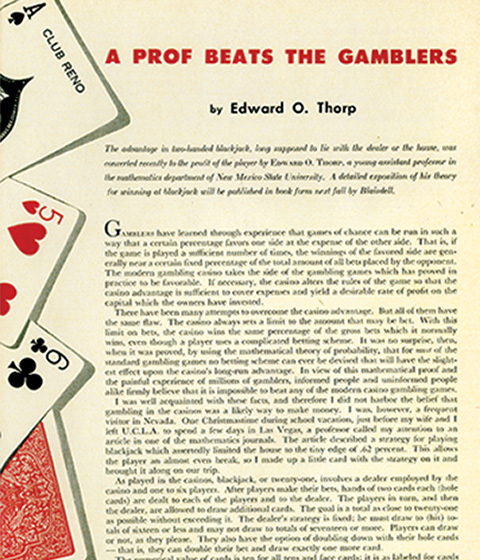 Edward O. Thorp playing blackjack at the Tropicana Hotel, November 19, 1963.