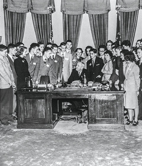 President Harry Truman with the Science Talent Search Winners