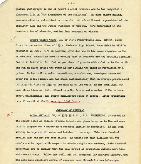 Biographies of Science Talent Search Winners.